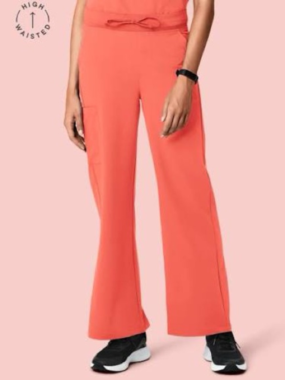 Mandala Women’s High Waisted Wide Leg Scrub Pants Sunkissed Coral XS Regular